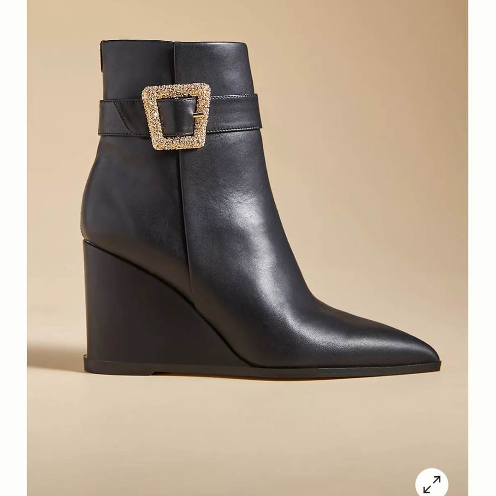 Sam Edelman Black Ankle Boots with Gold Buckle - Picture 8 of 13